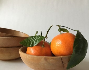 Set of Four Perfectly Aged Wooden Bowls