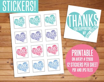 SALE! Thank You Heart Sticker, Printable Stickers, Avery 22806, 2" Square, PDF, Print Your Own Stickers, Small Business, Direct Sales, LLR