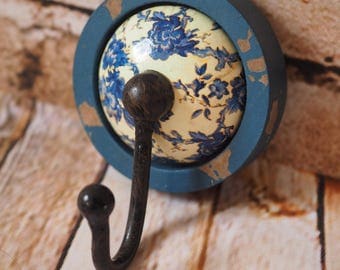 Rustic Look Blue Ceramic Ball Hook ideal for Home Projects