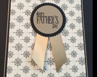 Father's Day Card, Happy Fathers Day Card, Handmade Card, Masculine Card, Black and Beige Card