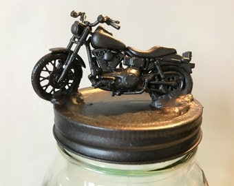Harley Davidson Motorcycle, Harley Davidson Mason Jar, Motorcycle Office Decor, Container