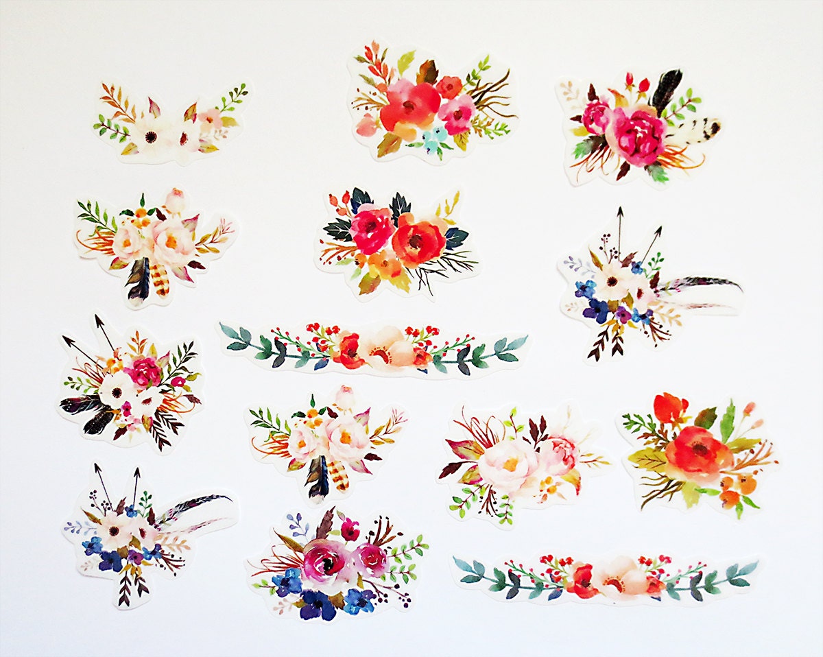 translucent flower planner sticker pack flower wreath