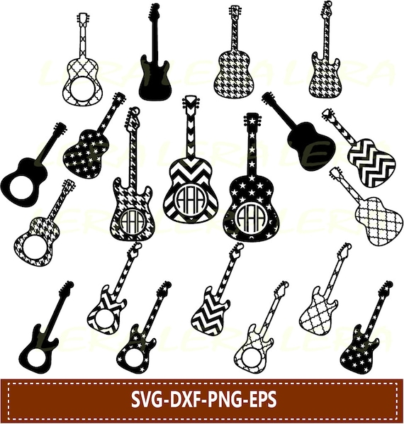 Download 60 % OFF Guitar SVG Guitars silhouette Guitar Monogram Cut