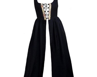 Fd1-S Black Medieval Renaissance Clothing Faire Costume Skirt Bodice Pirate Peasant Wench Highlander Irish Over-Dress