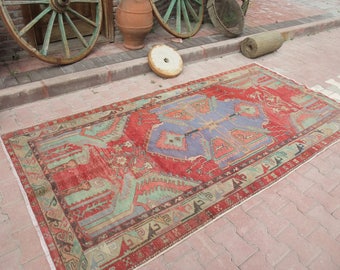 Turkish Rug, Vintage Rug, Faded Colors Furnishings Rug, Unique Hand Woven Rug, Oriental Rug, Anatolian Rug, Area Rug,4'8''x9'4''ft 153x218cm