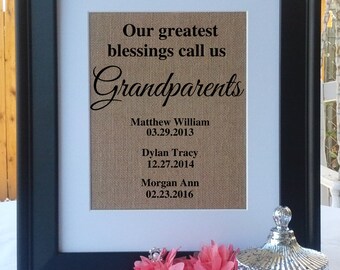 Grandparents Gift | Personalized Gift for Grandparents | Burlap Print | Gift for Grandfather | Grandparents Day Gift | Burlap Art