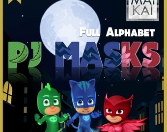 PJ Masks digital alphabet, pj masks clipart, pj masks letters, pj masks invitation, pj masks birthday, digital font. instant download