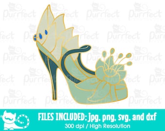 Disney Princess Tiana Shoe SVG, Princess and The Frog SVG, Disney Digital Cut Files in svg, dxf, png and jpg, Printable Clipart