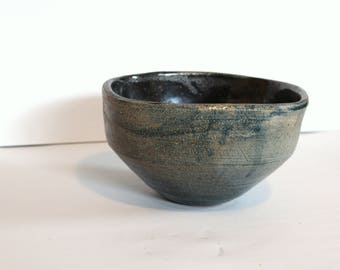 Rough Square Round Blue Ceramic Bowl | Rustic Ceramic Bowl | Rustic Pottery | Handmade Pottery | Blue Ceramic Bowl | Cereal Ceramic Bowl