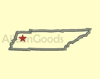 Tennessee Applique Design 7 Tennessee State Shape AppliqueSize -INSTANT download machine embroidery