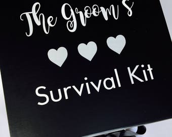 Grooms survival kit, grooms box, large wedding day box, husband to be wedding gift, survival kit box, wedding day gift for husband