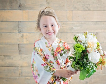 Floral Bridal Robe // Flower Girl Robe // Satin Robes // Bridesmaid Robes // Bridal Robe // Robe //Bride Robe // Bridal Party Robes