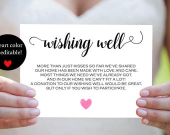 DIY wishing well printable - Wishing Well Card - Wishing well bridal shower - Lieu of Gifts - Downloadable wedding #WDH812224