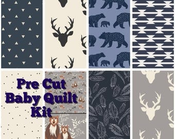 Woodland Pre Cut Baby Quilt Kit- Boy,nursery,Bedding-Kids Room Decor