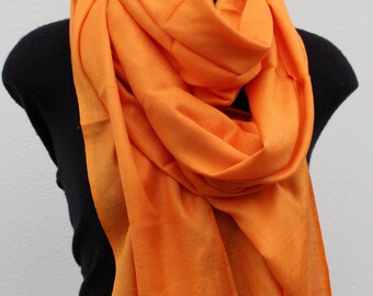 Silk Cashmere Scarf - Mango Tango