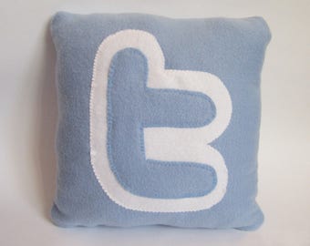 12 x 12 handmade twitter Pillow - handmade pillow - decorative pillow - geekery pillow