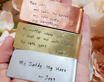 Personalized Money Clip, Hand Stamped Money Clip, Personalized Gift, Multi Color Available
