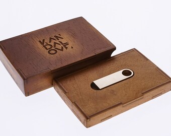 Engraved USB box - USB case - USB Wooden box - Wooden Flash Drive Storage Box - Plywood Box - Small Elegant Gift Box - Personalized wood Box