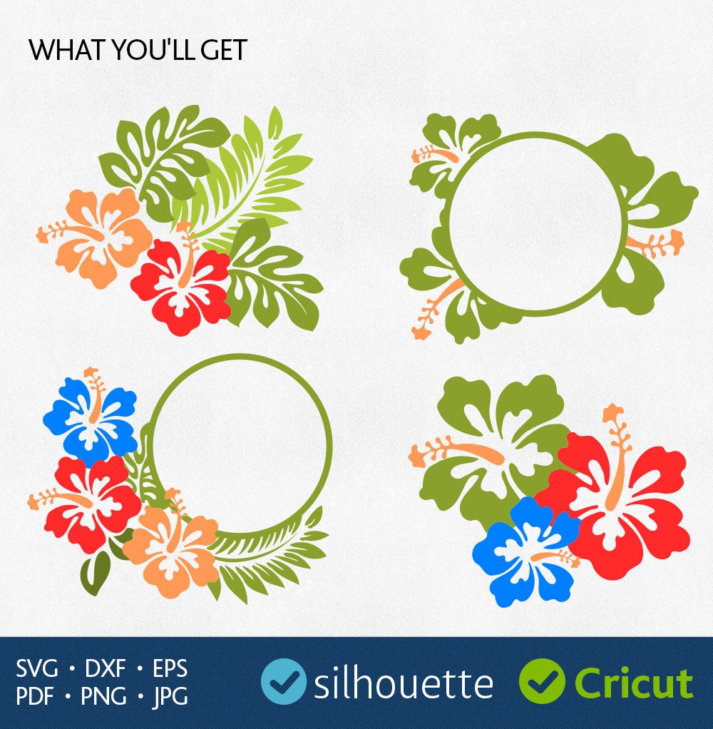 Download HIBISCUS Svg Hibiscus Monogram Svg Summer Initial Border ...