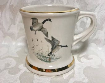 Atlas Vintage Shaving Mug, Canadian Geese, Duck, Game Birds, Father's Day, Gift For Dad, Shaving Cups, Cream, Gold Trim, Barber
