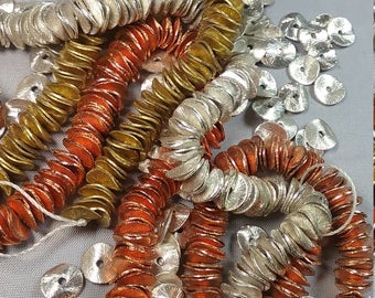 Copper Spacer Beads - Brushed Wavy Cornflake - 6mm 8mm 12mm Full 8" Strands