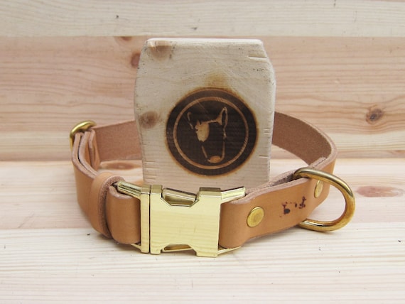 Natural Leather Dog Collar - Handcrafted Dog Collars - Distressed Leather Collars - Premium Italian Veg Tan Leather - Leather Laces