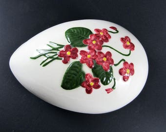 Vintage Ceramic Floral Egg Trinket Box, 1975 Bell Ceramics