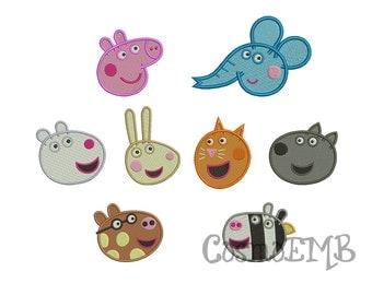 3 Size Peppa Pig & Friend Embroidery design Machine Embroidery - Digital INSTANT DOWNLOAD