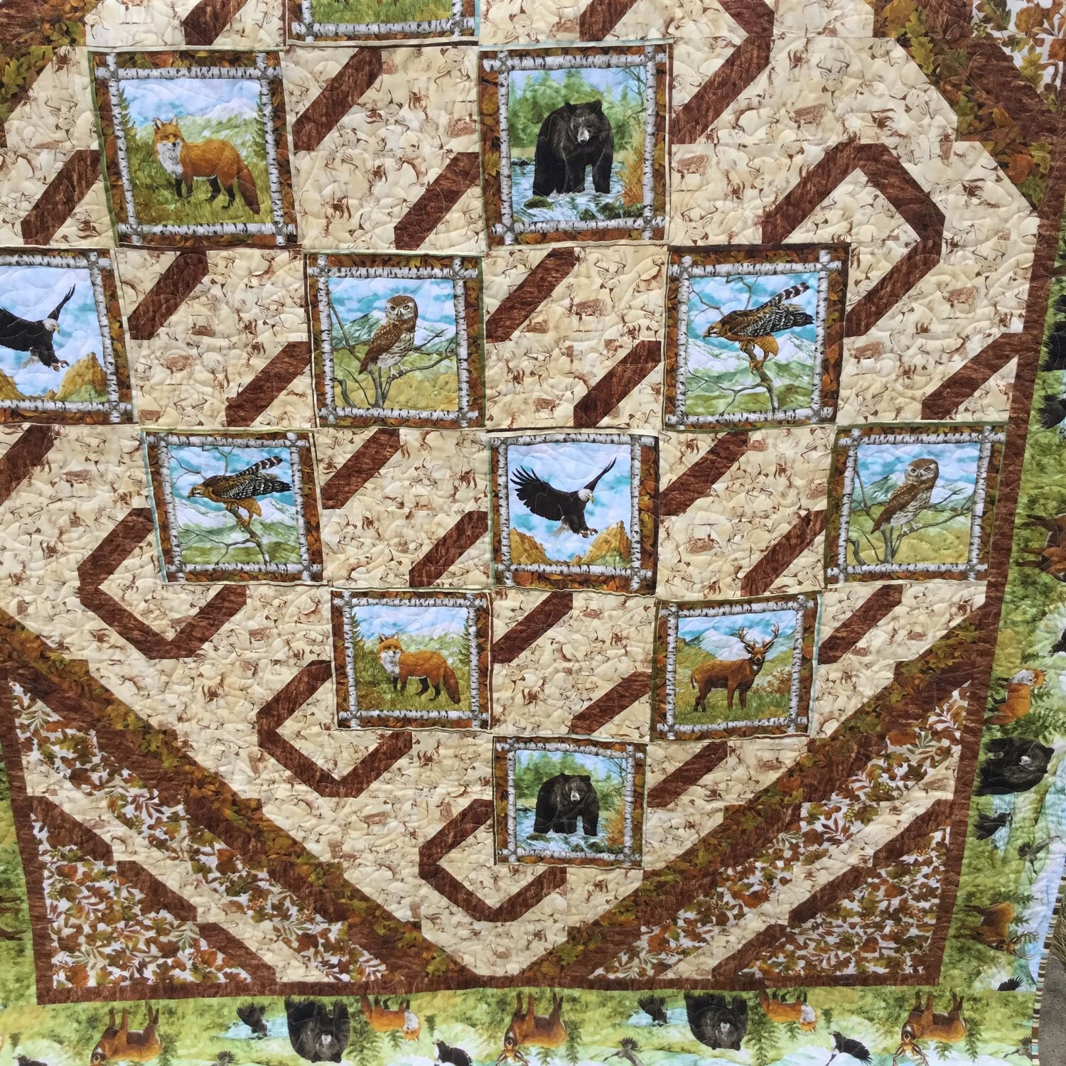 Animal Quilt Wild Refuge Quilt Kit Rustic Quilt Deer Kit Bear