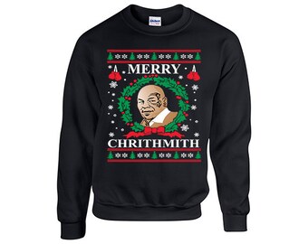 OVERNIGHT SHIPPING Mike Tyson Merry Chrithmith Ugly Christmas Sweater, Xmas Sweaters, Holidays, Christmas Party, Christmas Sweatshirt