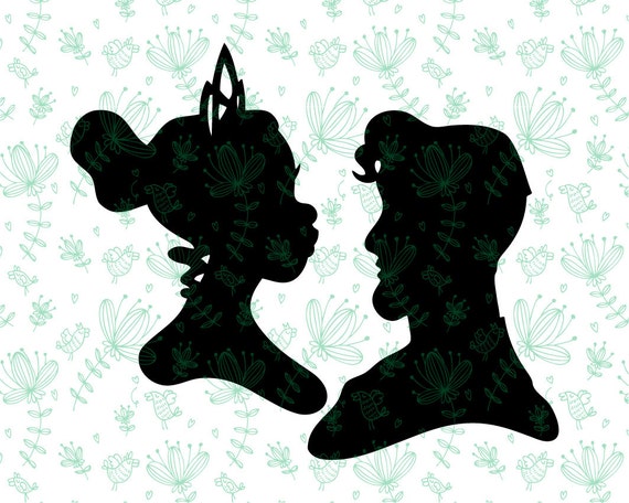 Download Silhouette Disney Couple Tiana and Naveen SVG cutting ESP