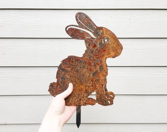 Garden Decor - Metal Garden Rabbit - Garden Art - Yard Decor - Metal Animal