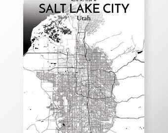 Salt lake city map | Etsy