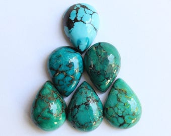 Natural pear shape Tibetan Turquoise cabochon Gem all mm size available- 7x10, 8x12, 9x13, 10x14, 12x16, 13x18, 15x20, 16x22, 18x25, 20x30