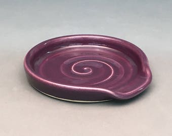 Purple, Spoon Rest, Ceramic Spoon Rest, Pottery Spoon Rest, Handmade Spoon rest, Kitchen Spoon holder