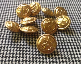 10 vintage gold anchor buttons