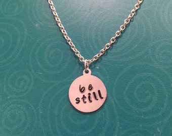 CUSTOM Metal Stamped Necklace on Silver Chain