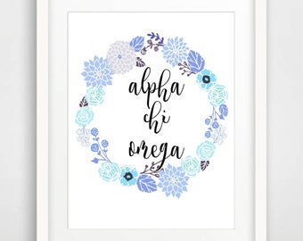Custom Order for Samantha: Alpha Chi Omega Printable Wall Art, Floral Sorority Print, Greek Art, Great for Big Little Gifts