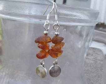 Viking Lagertha Amber Earrings - Norse Earrings - Viking Dangle Earrings - Baltic Amber Earrings - Long Dangle earrings - Historical Jewelry