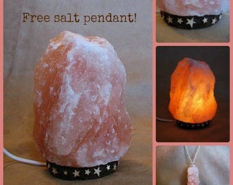 Himalayan Salt Lamp embellished,100% natural salt, Salt rock lamp, rock lamp, mineral lamp