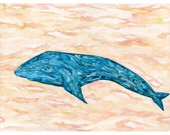 Blue whale art | Etsy