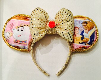 Purple Pink and Gold Beauty and the Beast ears