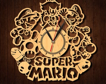 Super Mario clock, Super Mario wooden clock, HDF clock, Super Mario acrylic clock, wall clock, wood clock, home decor, Super Mario-1