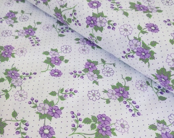 Purple Floral Fabric - Purple Flowers Fabric - Polka Dot Fabric - By the Yard - Maywood Studio - Quilting Cotton - Sewing - Girly Fabric