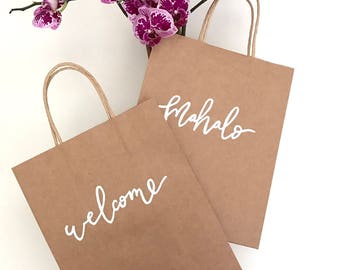 Custom Gift Bags, Wedding Welcome Bags, Thank You Gift Bags, Shower Gifts, Wedding Favors, Personalized Gift Bags, Hand Lettered, Kraft Bags
