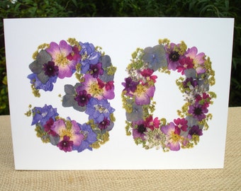 30th Birthday Card, Sister 30th, Friend 30th, Wife 30th Birthday, Cards for Gardeners, Daughter 30th Birthday, English Pressed Flower PRINT