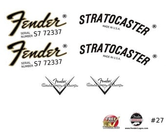 Fender Stratocaster Guitar Decal Waterslide Decal Headstock Logo #27