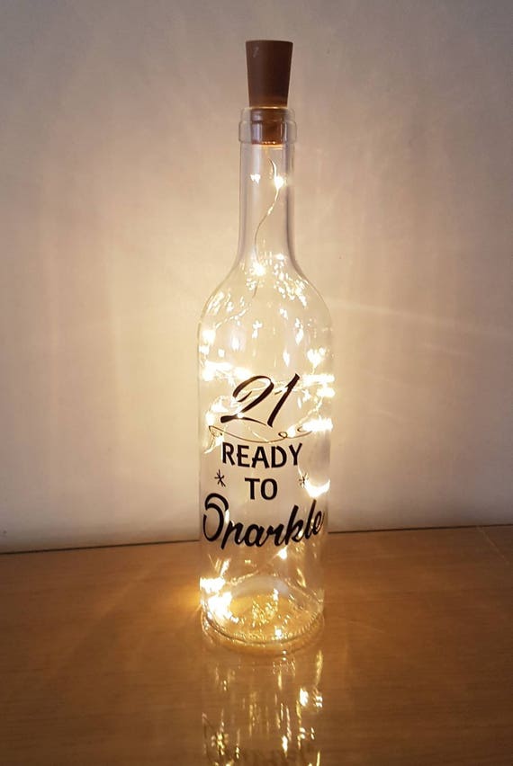 Message light wine bottle with quote '21 Ready to