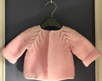 Hand knitted baby girl cardigan 0-3 months