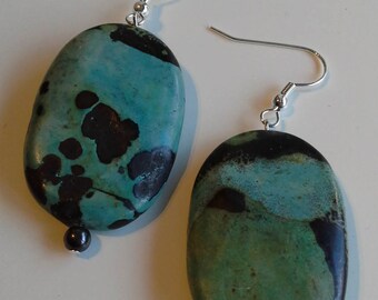 Oval turquoise earrings